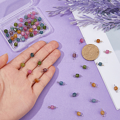 60 Stück 2 Farben natürlicher bunter Turmalin facettierter Tischschliff Würfel Glieder Verbinder Charms&nbsp;PALLOY-DC00043