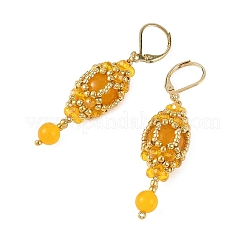 Orecchini da donna in giada naturale malese con chiusura a leva.&nbsp;EJEW-MZ00785-02