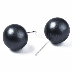 Boucles d'oreilles rondes en bois de schima peintes pour fille femme&nbsp;EJEW-T017-01