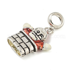 Anlaufschutz rhodiniert 925 Sterling Silber Emaille Weihnachten Europäische Anhänger Charms&nbsp;STER-Z010-02P-01A