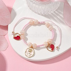 Bracciale con perline intrecciate di quarzo craquelé sintetico&nbsp;BJEW-JB09546