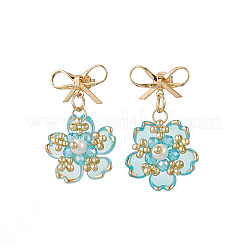 Pendientes colgantes con cuentas de vidrio y flores hechos a mano&nbsp;EJEW-MZ00471-05