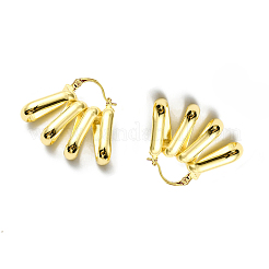 Boucles d'oreilles créoles ovales ondulées en laiton placage en rack&nbsp;EJEW-D055-17G