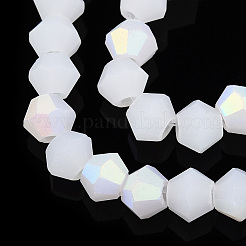 Brins de perles en verre dépoli imitation jade bicône&nbsp;EGLA-A039-J4mm-MB06