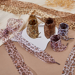 4 Paar 4 Farben Polyester-Schnürsenkel mit Leopardenmuster&nbsp;DIY-FH0009-68