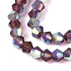 Ab couleur plaqué perles de verre transparent brins&nbsp;GLAA-G127-01-01K