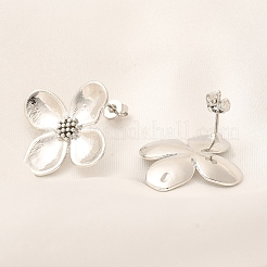 Ohrstecker aus Messing mit Blumenmuster&nbsp;EJEW-H016-26P