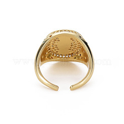 Anillo plano redondo con circonio cúbico de colores con banda ancha de jesús&nbsp;RJEW-N035-079-NF