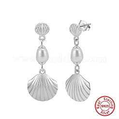 925 Ohrstecker aus Sterlingsilber in Muschelform&nbsp;EJEW-M096-01P