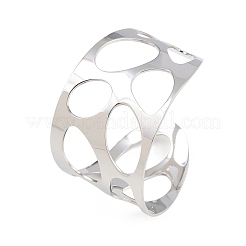 Hohle Manschettenarmreifen aus 304 Edelstahl für Damen&nbsp;BJEW-T028-01P