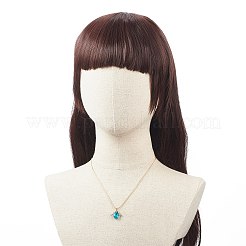 Collana pendente a forma di goccia di vetro con ciondolo ala con catene a serpente rotonde in ottone dorato da donna&nbsp;NJEW-JN04124