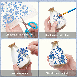 4 Stück 4 Stile Blumenmuster Papier Keramik Aufkleber&nbsp;DIY-GF0013-26
