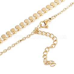 Collares colgantes redondos planos de acero inoxidable 304 con revestimiento al vacío de PVD&nbsp;NJEW-M187-02G