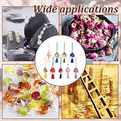 9 stücke 9 farben blume muster brokat tasche quaste anhänger dekorationen&nbsp;HJEW-NB0001-97