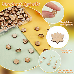 120 pièce de 4 styles de perles en bois gravées au laser&nbsp;WOOD-OC0003-51