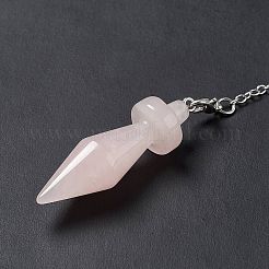 Natürliche spitze Wünschelpendel aus Rosenquarz&nbsp;AJEW-B020-05P-07