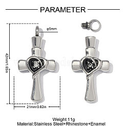 Pendentifs en acier inoxydable 304 avec émail noir et strass en cristal&nbsp;SA-OY003-59P