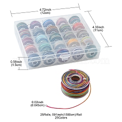 25 rouleau de fil de polyester ciré teinté segment rond 25 couleurs&nbsp;YC-YW0001-02A