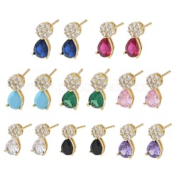 Orecchini da donna in ottone con micro pavé di zirconi cubici&nbsp;EJEW-A167-05G