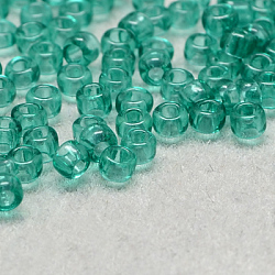 12/0 grade a perles de rocaille en verre rondes, couleurs transparentes, vert de mer clair, 12/0, 2x1.5mm, Trou: 0.8mm, environ 30000 pcs / sachet 
