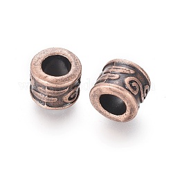 Large Hole Beads, Tibetan Style European Beads, Lead Free & Cadmium Free & Nickel Free, Red Copper, Column, 8.5x7mm, Hole: 5mm