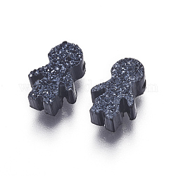 Perles de résine imitation druzy gemstone, garçon, noir, 10.7x7x3mm, Trou: 1.2mm