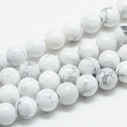 Chapelets de perles en howlite naturelle, ronde, 6mm, Trou: 1mm, Environ 63 pcs/chapelet, 15.55
