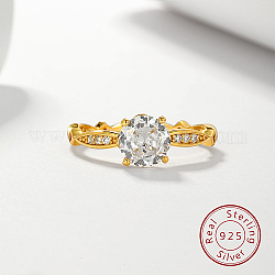 Anello da dito con diamante e zirconi trasparenti, 925 anello in argento sterling, oro, misura degli stati uniti 6 (16.5mm)
