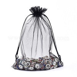 Sacchetti regalo in organza con coulisse, sacchetti per gioielli, sacchetti regalo per bomboniere natalizie, nero, 20x15cm