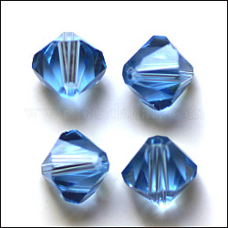 Imitation österreichischen Kristallperlen, Klasse aaa, facettiert, Doppelkegel, Kornblumenblau, 4.55x5 mm, Bohrung: 0.7~0.9 mm