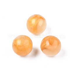 Perles acryliques opaques, Couleur de deux tons, avec de la poudre de paillettes, ronde, Sandy Brown, 15.5x15mm, Trou: 2mm, environ 210 pcs/500 g