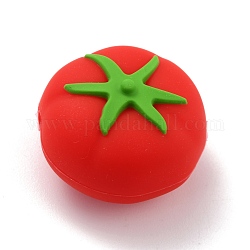 Perles focales en silicone écologiques de qualité alimentaire, perles à mâcher pour les jouets de dentition, Diy soins infirmiers colliers faisant, tomate, rouge, 21x15mm, Trou: 2mm