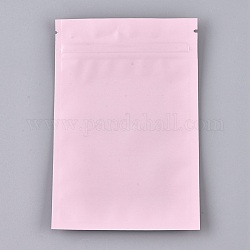 ソリッドカラーのプラスチック製ジップロックバッグ  再封可能なアルミホイルポーチ  食品保存袋  ピンク  15x10cm  片側の厚さ：3.9ミル（0.1mm）