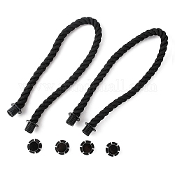 Praktischer Taschengriff aus gedrehtem Baumwollseil, mit abs twist-off endkappe, für gummitasche eva bag tote zubehör, Schwarz, 63x1.55 cm