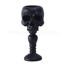 Resin Candle Holders, Display Decorations, Halloween Skull, Black, 150x75x65mm