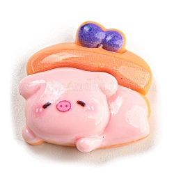 Cabochons décodés en résine opaque sur le thème du cochon, rose, nourriture, 22x21.5x8.5mm