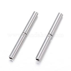 304 Stainless Steel Bayonet Clasps, Column, Stainless Steel Color, 19x2mm, Hole: 1.3mm