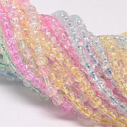 Crackle sintetico perle di quarzo fili, tondo, tinto, colore misto, 8mm, Foro: 1 mm, circa 50pcs/filo, 15.75 pollice