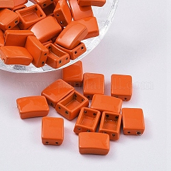 Окрашенные распылением легкосплавные многожильные звенья, для изготовления эластичных браслетов, прямоугольные, оранжево-красный, 11.3x8x4 мм, отверстие : 0.8 мм