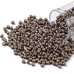 TOHO Round Seed Beads, Japanese Seed Beads, (PF556F) PermaFinish Mauve Metallic Matte, 8/0, 3mm, Hole: 1mm, about 10000pcs/pound
