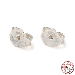 925 Sterling Silver Friction Ear Nuts, with S925 Stamp, Silver, 4.5x5.5x3mm, Hole: 0.9mm, about 222Pcs/20g