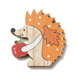 Autumn Single Face Printed Wood Cabochons, Hedgehog, 109x104x12mm