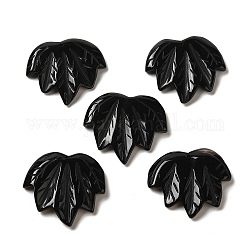 Pendenti intagliati in onice nero naturale (tinto e riscaldato)., charms foglia, 43~44x49~50x7~7.5mm, Foro: 1.4 mm