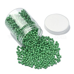 1300pcs 6/0 cuentas de semillas de vidrio, colores opacos, redondo, pequeñas cuentas artesanales para hacer joyas de diy, verde pálido, 4mm, agujero: 1.5 mm