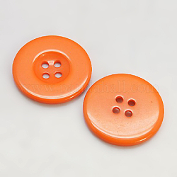 Пуговицы из смолы, окрашенные, плоско-круглые, темно-оранжевый, 25x3 мм