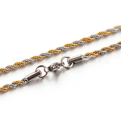 Colliers avec chaîne de corde en 304 acier inoxydable, couleur mixte, 19.7 pouce (50 cm), 2.2mm