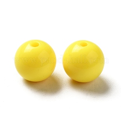 Abalorios acrílicos opacos, redondo, amarillo, 11.5~12mm, agujero: 2 mm, aproximamente 520 unidades / 500 g