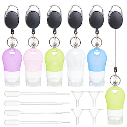 Portable Silicone Travel Bottles, with Plastic Retractable Badge Holders, Pipettes and Funnel Hopper, Mixed Color, 24pcs/set