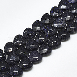 Chapelets de perles en pierre d'or bleue synthétique, facette, cœur, 10x10x5mm, Trou: 1.2mm, Environ 20 pcs/chapelet, 7.4 pouce