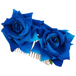 Haarkämme aus Craspire-Eisen, mit Samtblume, Blau, 90x60 mm